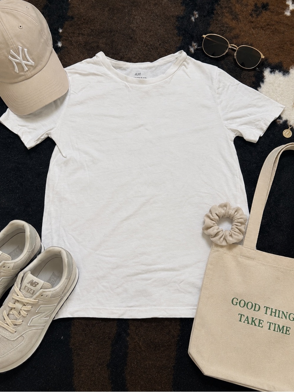 H&M Girls White Basic Crewneck Short Sleeve Tee Size 8/10